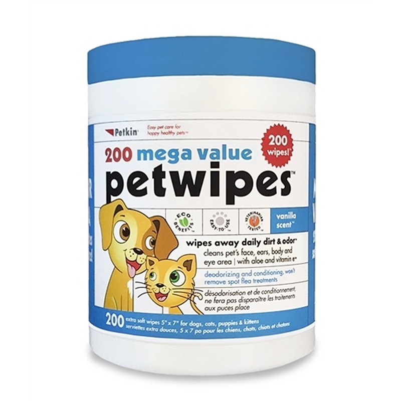 Petkin Extra Mega Value Petwipes (200 Count)