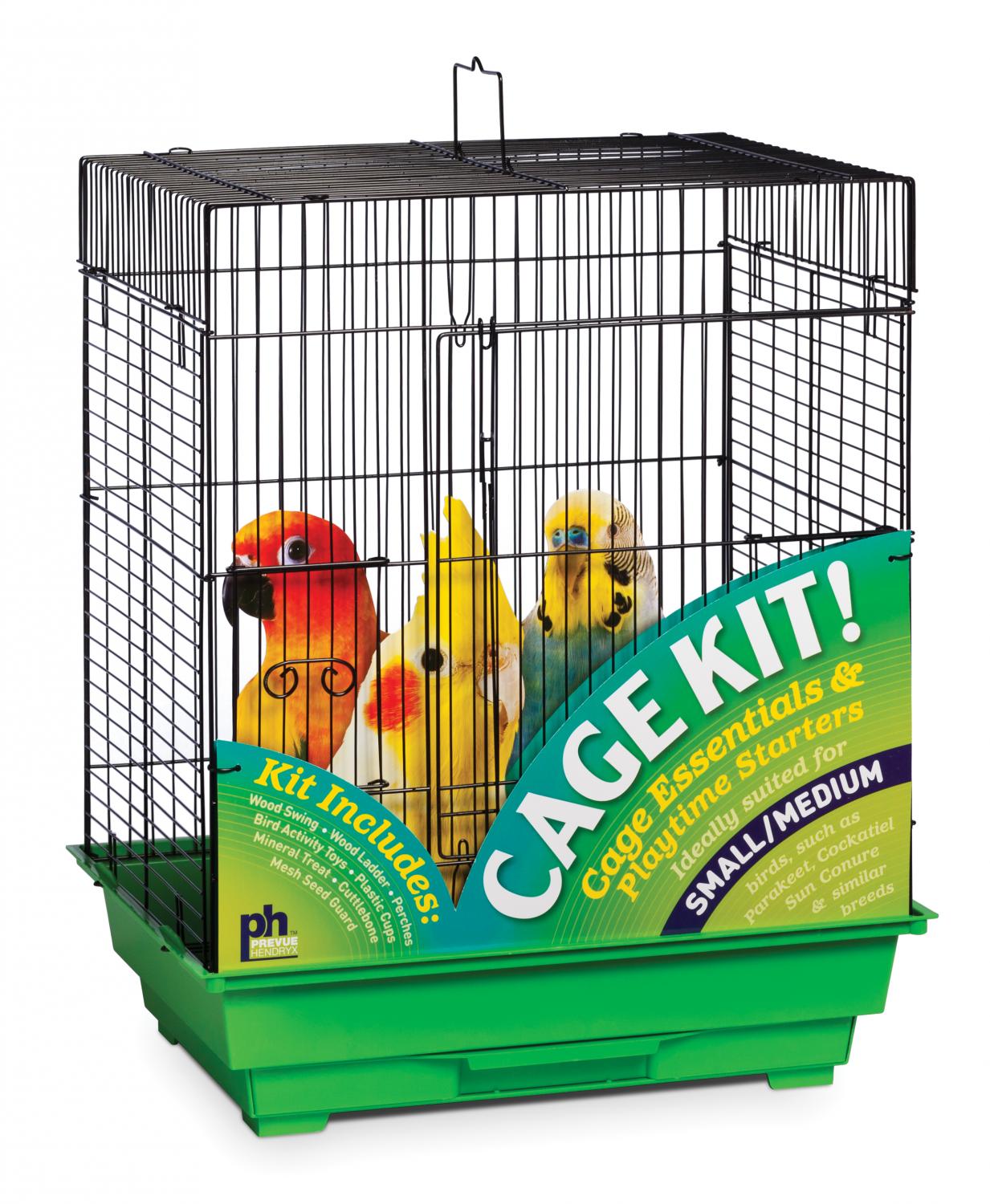 Prevue Square Roof Bird Cage Kit Black and Green (91321)
